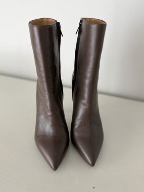 GIANNI MARRA Brown Leather Pointed-Toe Stiletto Ankle Boots
